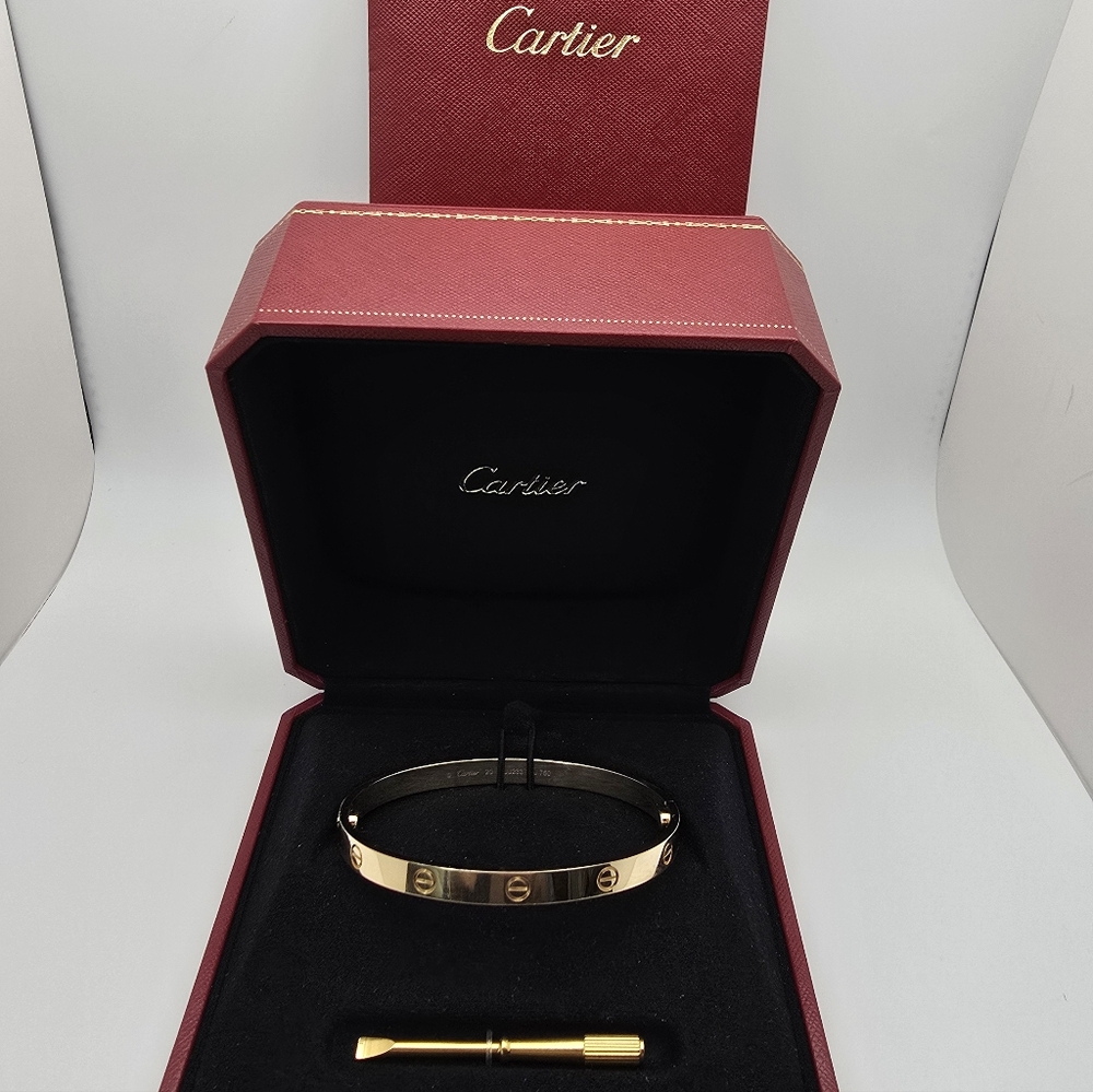 Authentic Cartier Love Bracelet Classic 18K Yellow Gold Sz 20, Box and receipt - Picture 5 of 10